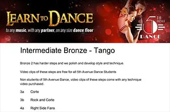 5th Avenue Dance Intermediate Bronze Tango 1