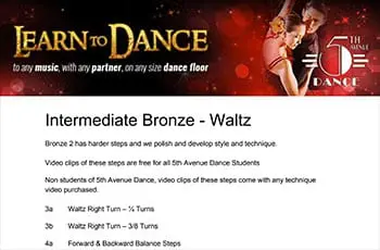 5th Avenue Dance Intermediate Bronze Waltz 1