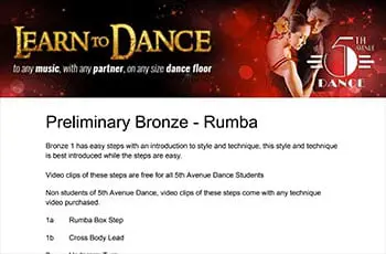 5th Avenue Dance Preliminary Bronze Rumba 1