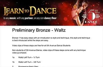 5th Avenue Dance Preliminary Bronze Waltz 1